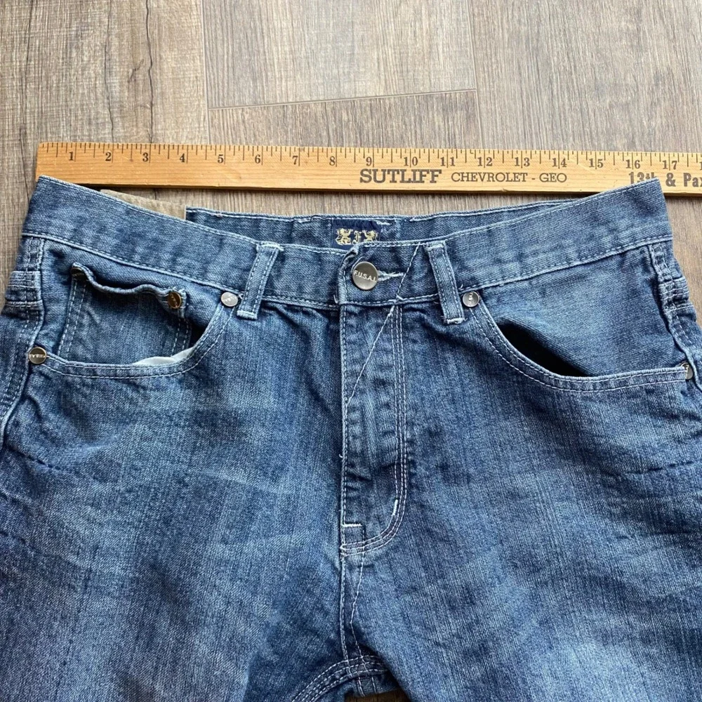 Vintage Fusai Jeans‎ Mens 36x30 Blue Dark Wash Cotton Straight Relaxed Fit Denim